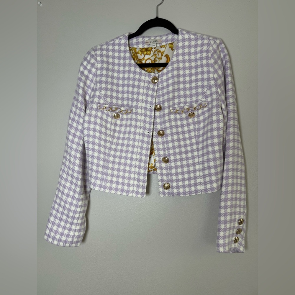 Guess Women's Purple Checkered Blazer